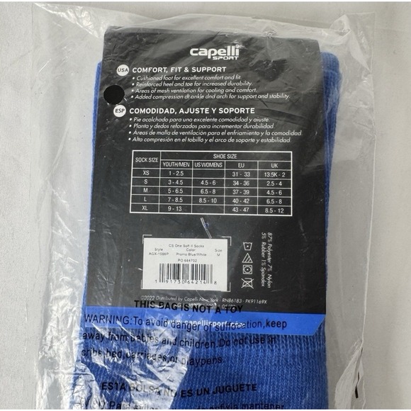 Capelli Sport Blue Soccer Socks Medium One Soft II Youth/mens 5-6.5 Womens 6.5-8 - Picture 3 of 6